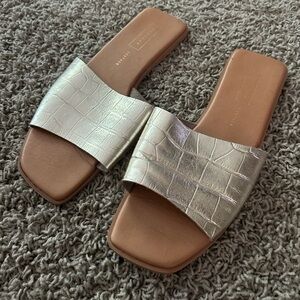Topshop Gold Leather Sandals